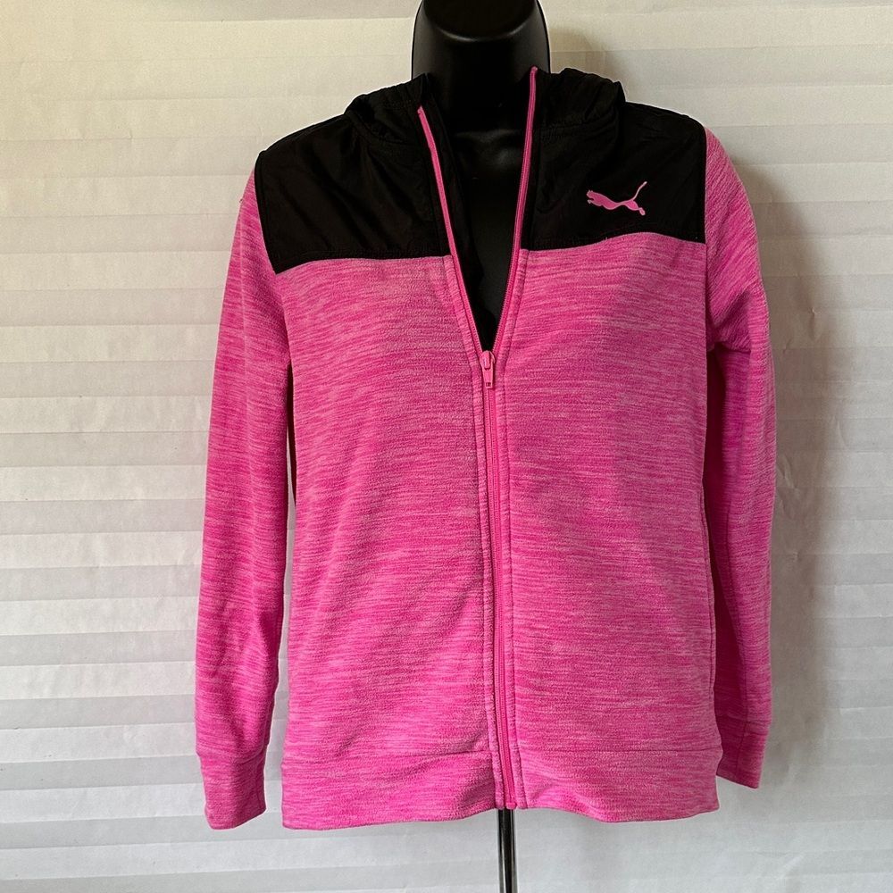 Puma Pink/Black Full Zip Athletic Hoodie – Women’s Large